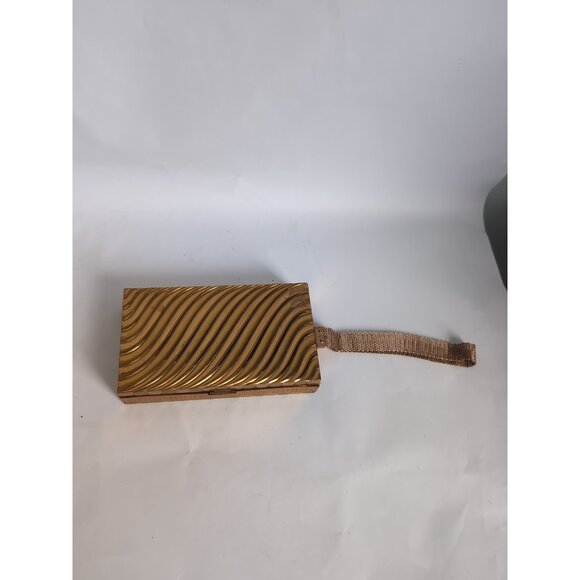 Vintage Evans Compact Purse and Cigarette Case Clutch Wristlet 1940s Gold Tone - Picture 4 of 10